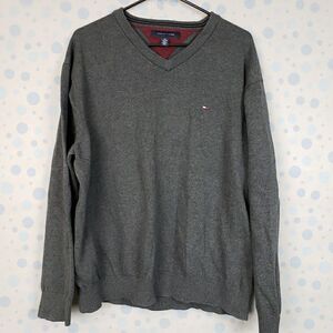 Tommy Hilfiger gray mens casual sweater top v-neck